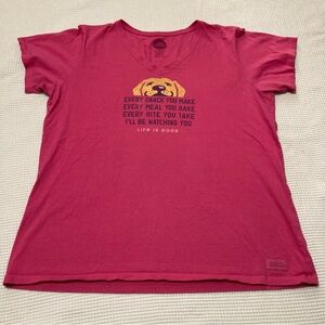 Life is Good XL Pink Dog Graphic Crusher Tee Classic Fit Fun Graphic Tee Comfy